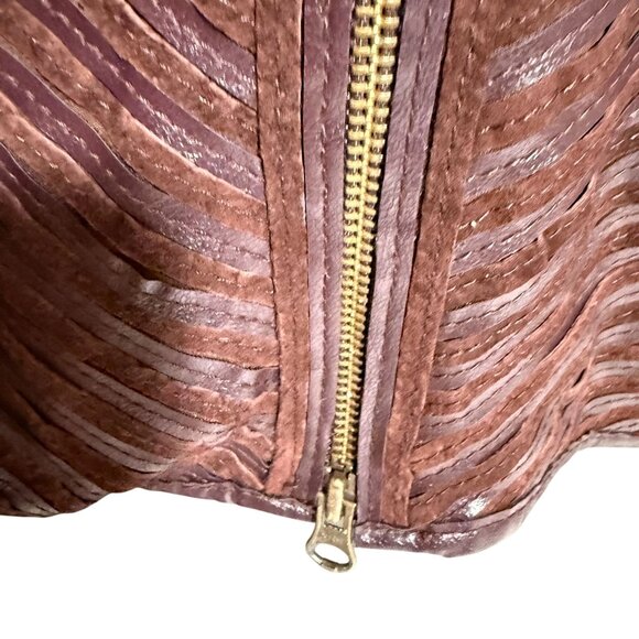 C.J. Bank by Christopher & Banks 100% Leather Full Zip Jacket Womens 3X Brown St - Picture 7 of 9